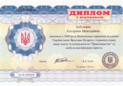 Диплом магістра - Панчелюги Катерини Миколаївни