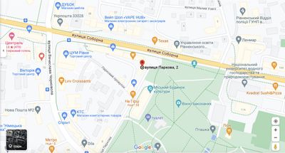 Фрагмент Google карти із поміткою офісу адвоката